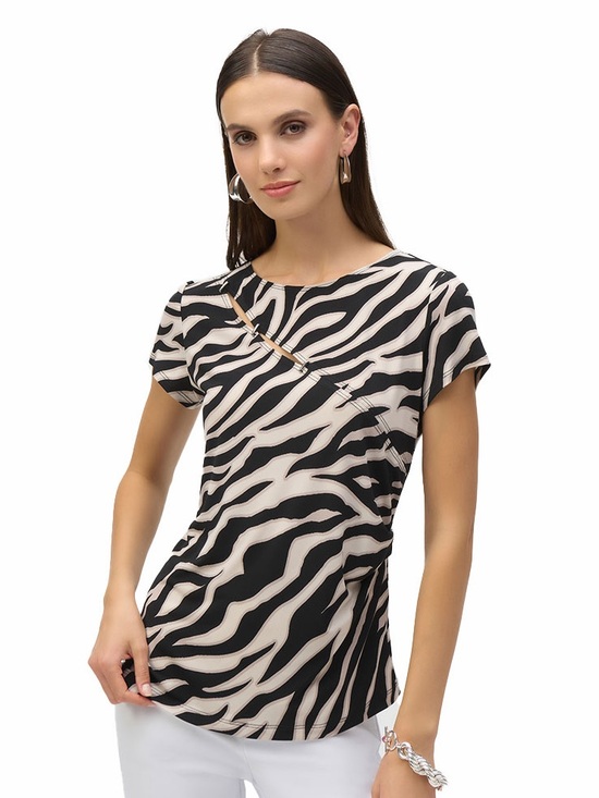 Joseph Ribkoff Tops - Joseph Ribkoff Women’s Zebra Print Short Sleeve Top Size Small
